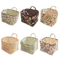 Portable Fabric Storage Basket Korean Pastoral Style Organizer for Home Sundries - Floral5 - SuperSaverAU - view 2
