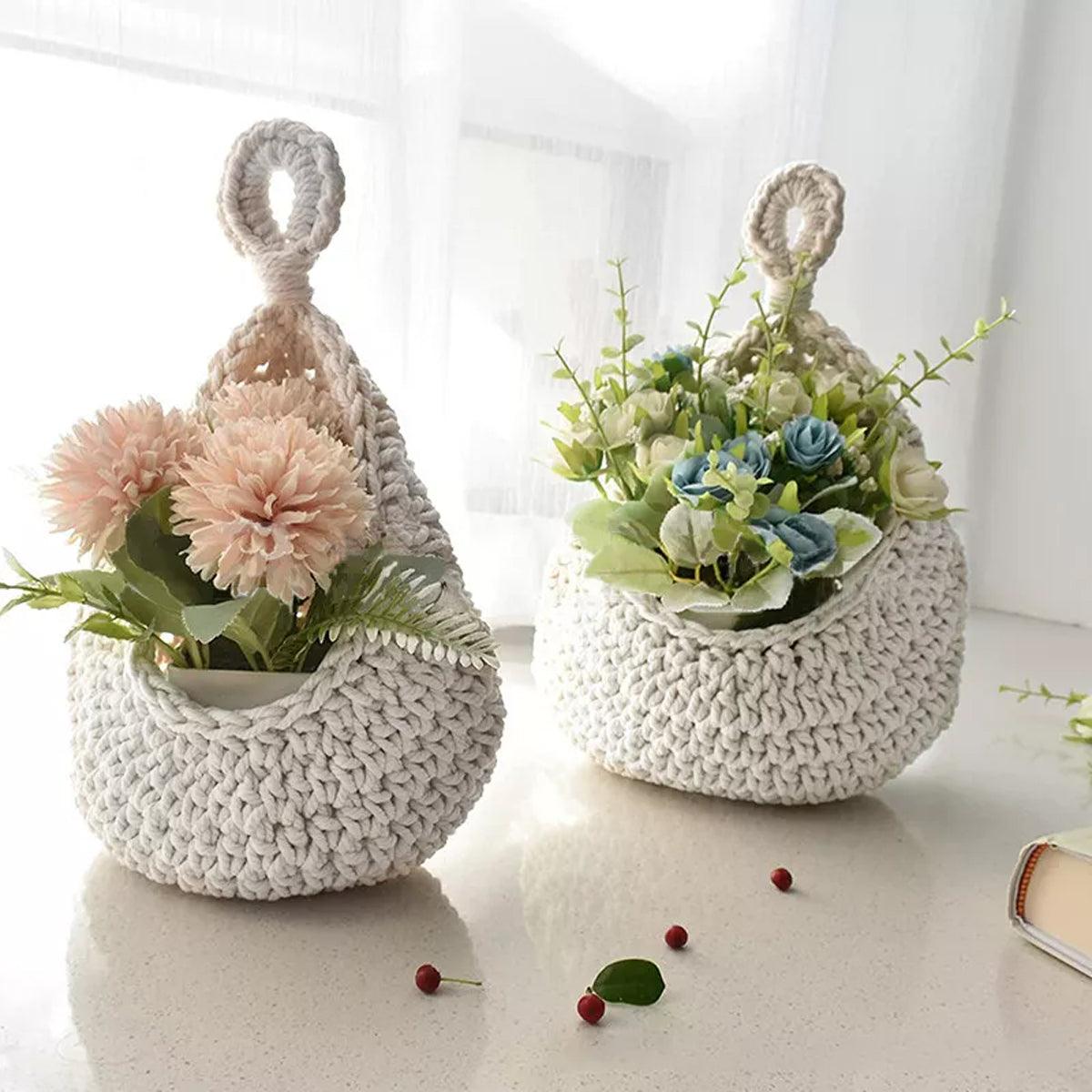 Premium Cotton Rope Wall Hanging Storage Basket – XL 33 x 27cm
