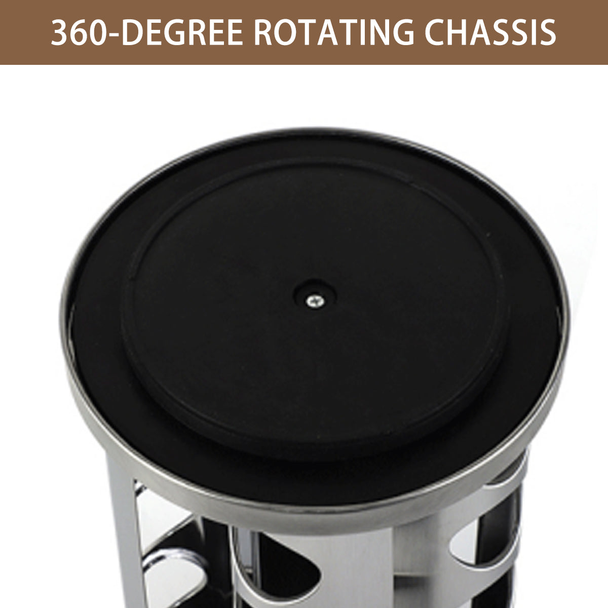 Stainless Steel 360° Rotating Spice Rack with 12 Glass Jars