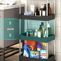 Premium 3 Tier Black Rolling Storage Cart Kitchen Bathroom Organiser with Wheels