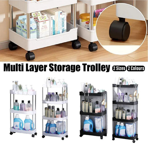 Premium 3 Tier White Rolling Storage Cart Kitchen Bathroom Organiser with Wheels