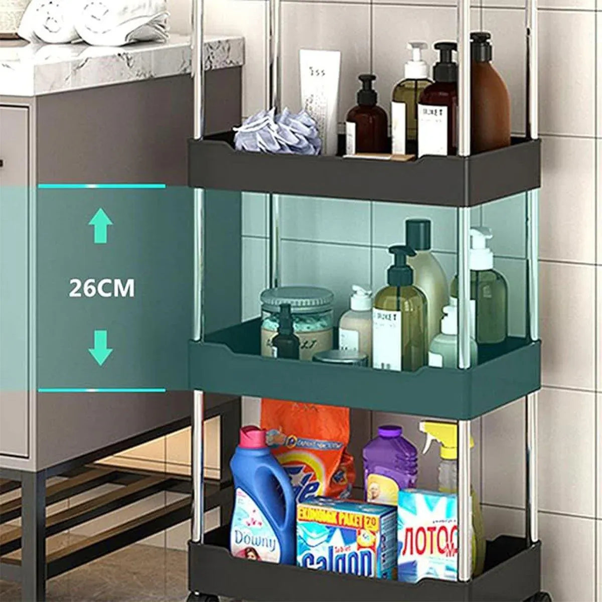 Premium 3 Tier White Rolling Storage Cart Kitchen Bathroom Organiser with Wheels