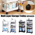 Multi Layer Rolling Storage Cart Kitchen Bathroom Organizer Shelf with Wheels - 4-Black - SuperSaverAU - view 1