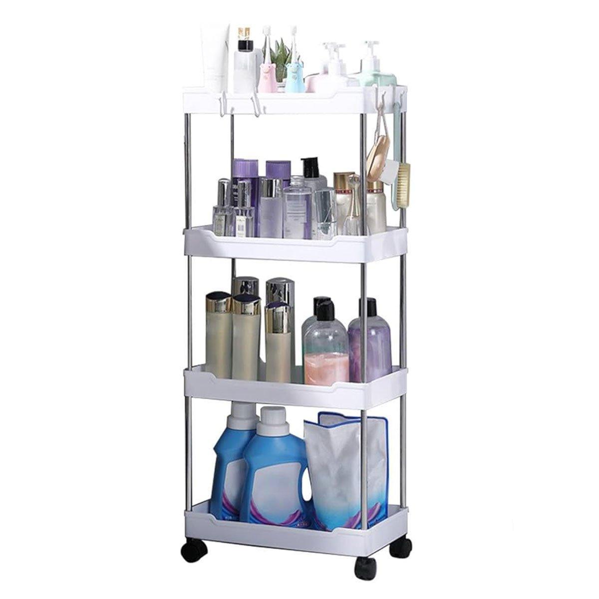 Multi Layer Rolling Storage Cart Kitchen Bathroom Organizer Shelf with Wheels - 4-Black - SuperSaverAU - view 8