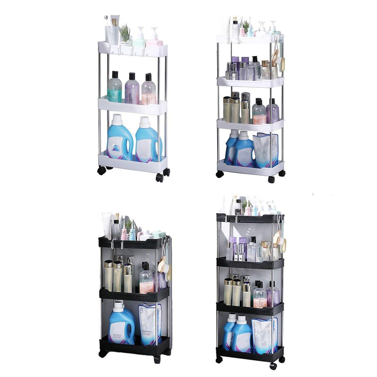 Multi Layer Rolling Storage Cart Kitchen Bathroom Organizer Shelf with Wheels - 4-White - SuperSaverAU - view 2
