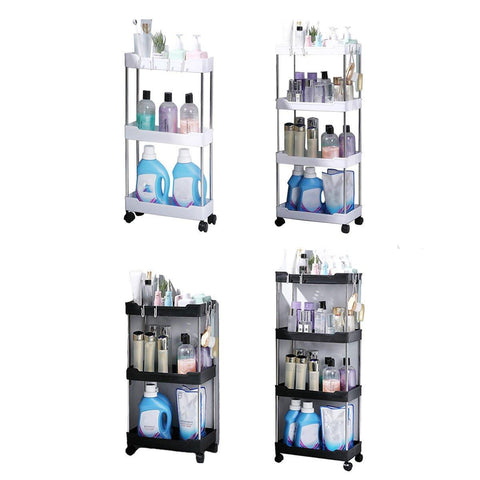 Multi Layer Rolling Storage Cart Kitchen Bathroom Organizer Shelf with Wheels - 4-White - SuperSaverAU - view 2