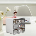 3-Tier Desktop Organiser Drawer Shelf, 17.5x13x16.5cm, White with Rabbit Handles - SuperSaverAU - view 2