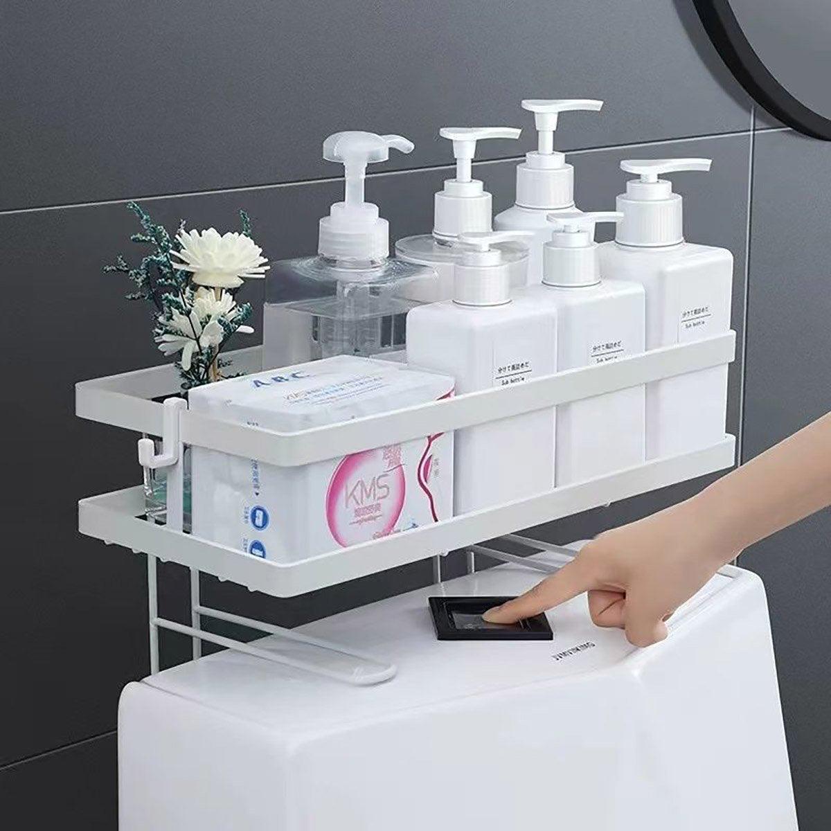 Storage Rack 1Tier Space Saver Over The Toilet Steel Bathroom Shelf Organizer - White - SuperSaverAU - view 4