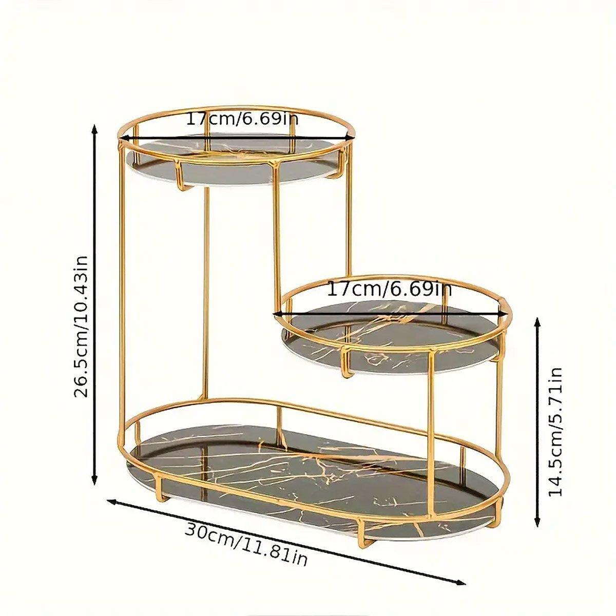 Round Multi-Tier Metal Storage Rack - 30cm & 17cm, Elegant Design for Bathroom & Kitchen - SuperSaverAU - view 2