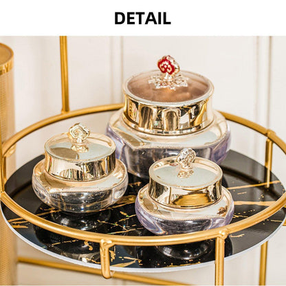 Round Multi-Tier Metal Storage Rack - 30cm & 17cm, Elegant Design for Bathroom & Kitchen