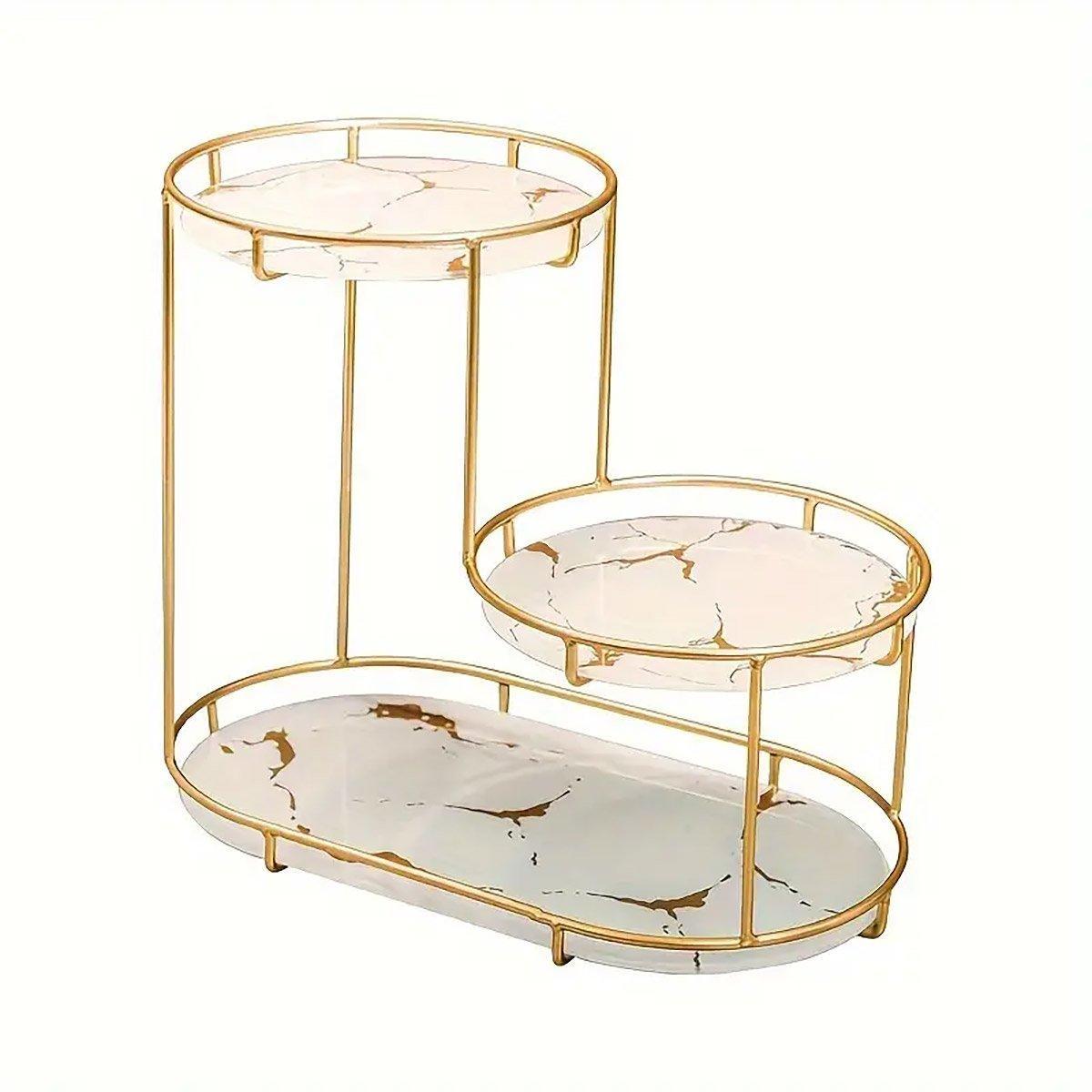 Round Multi-Tier Metal Storage Rack - 30cm & 17cm, Elegant Design for Bathroom & Kitchen
