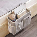 Premium Hanging Canvas Bedside Storage Caddy - White, 30 x 26 x 11cm