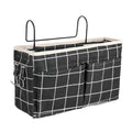 Premium Hanging Canvas Bedside Storage Caddy - Black Grid, 30 x 26 x 11cm