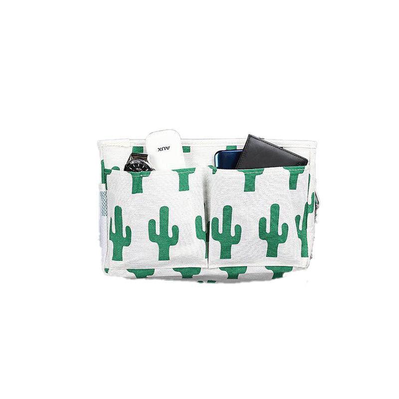 Premium Hanging Canvas Bedside Storage Caddy - Cactus, 30 x 26 x 11cm