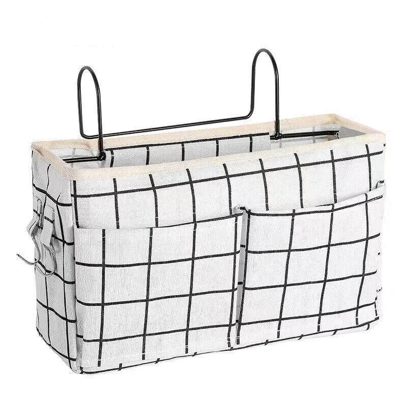 Premium Hanging Canvas Bedside Storage Caddy - Green, 30 x 26 x 11cm