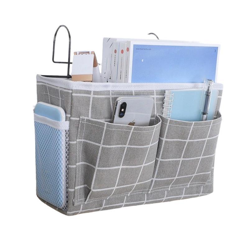 Premium Hanging Canvas Bedside Storage Caddy - Light Pink, 30 x 26 x 11cm