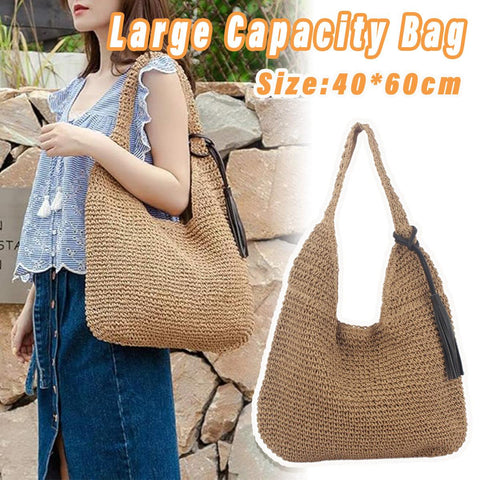 Premium Large Capacity Woven Straw Shoulder Bag