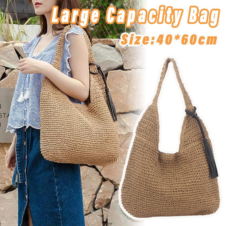 Premium Large Capacity Woven Straw Shoulder Bag