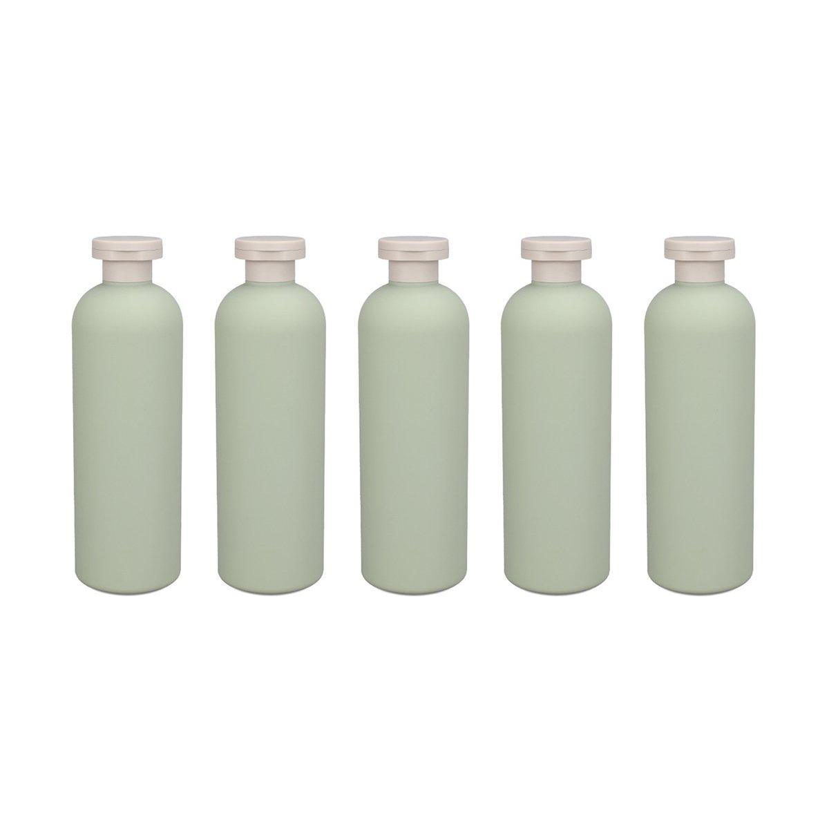 Premium 5pcs Green 400ml Refillable Squeeze Bottles with Flip Caps