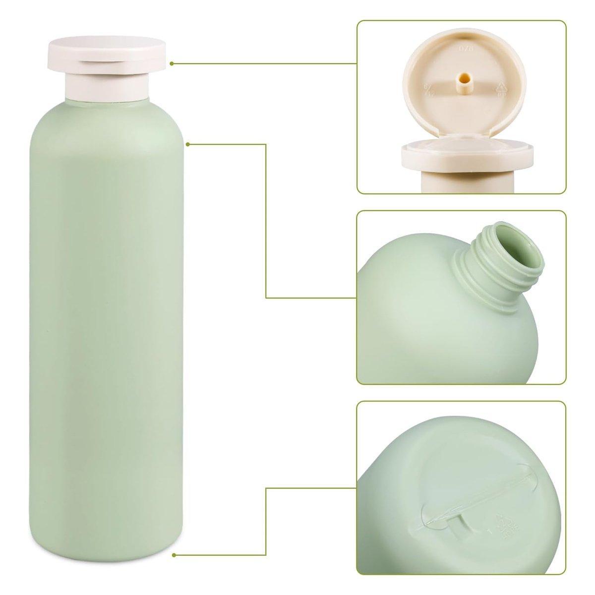 Premium 5pcs Green 400ml Refillable Squeeze Bottles with Flip Caps
