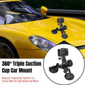 Premium Tri-Cup Car Suction Mount for GoPro Sports Action Cameras