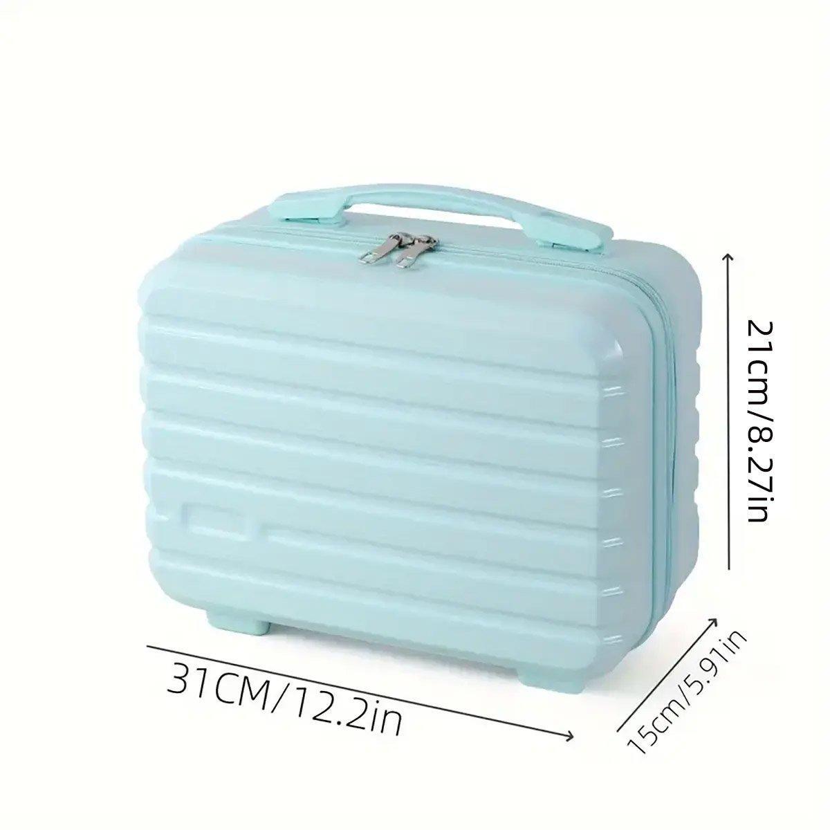 Portable 14-Inch Mini Suitcase - Blue Travel Storage Box for Makeup & Toiletries