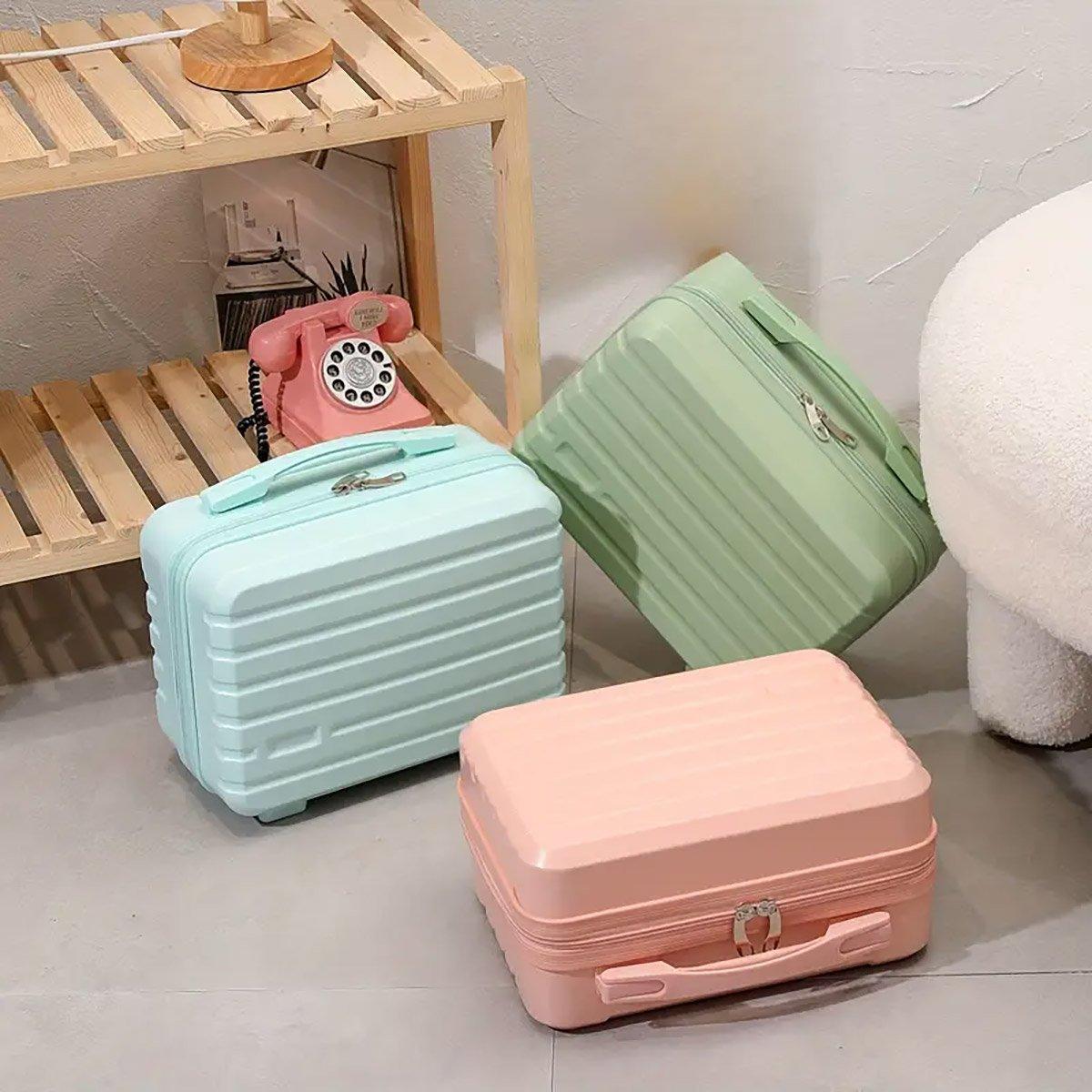 Portable 14-Inch Mini Suitcase - Blue Travel Storage Box for Makeup & Toiletries - SuperSaverAU - view 4