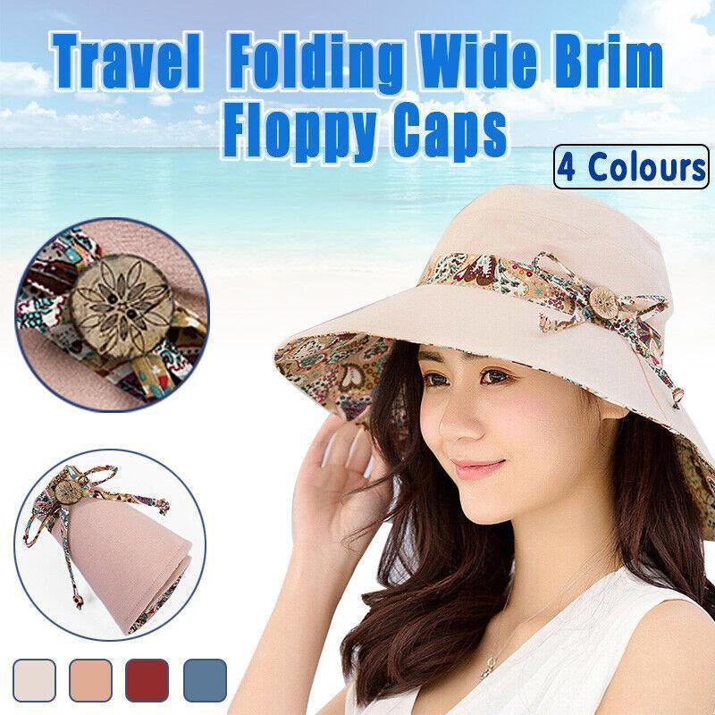 Premium Grey Women's Foldable Wide Brim Sun Hat with Bow