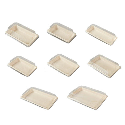 50pcs Eco-Friendly Sushi Box Rectangular Biodegradable Lunch Packaging Plate - 22 cm x 13.9 cm x 4.5 cm