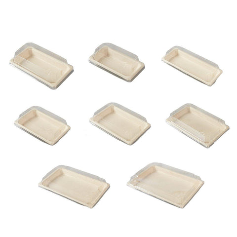 50pcs Eco-Friendly Sushi Box Rectangular Biodegradable Lunch Packaging Plate - 22 cm x 13.9 cm x 4.5 cm - SuperSaverAU - view 2