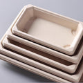 50pcs Eco-Friendly Sushi Box Rectangular Biodegradable Lunch Packaging Plate - 22 cm x 13.9 cm x 4.5 cm - SuperSaverAU - view 5