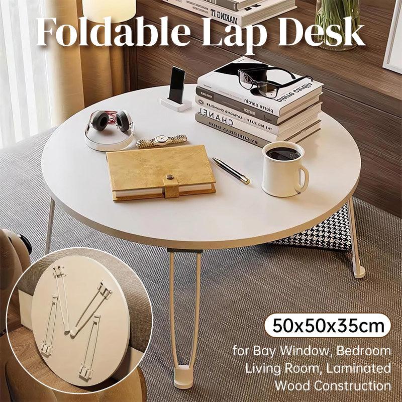 Portable Foldable Round Computer Desk - White