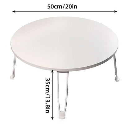 Portable Foldable Round Computer Desk - White