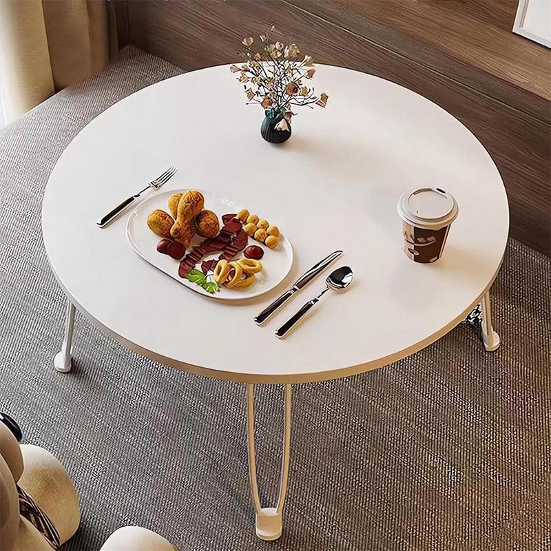Portable Foldable Round Computer Desk - White