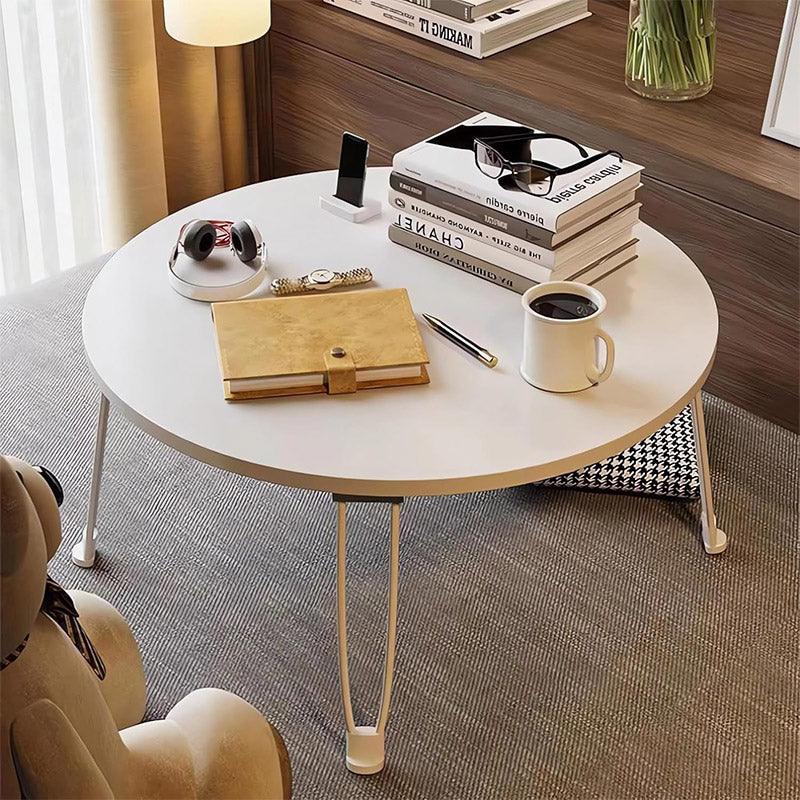 Portable Foldable Round Computer Desk - White