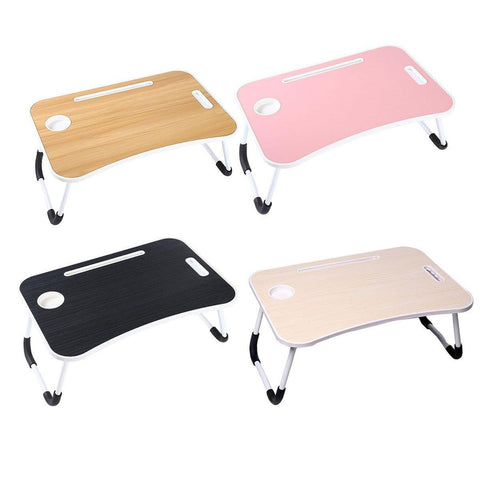 Premium Folding Laptop Bed Table - White with Cup Slot & Tablet Stand - SuperSaverAU - view 2