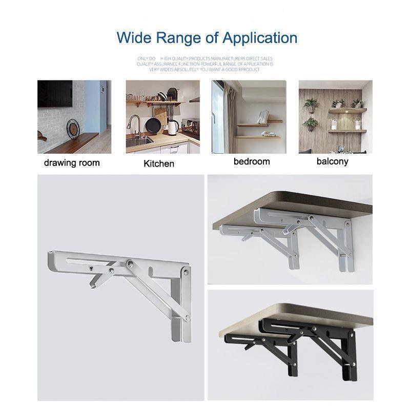 Traderight Table Bracket Folding Stainless Steel 150KG Wall Shelf Bench 2PCS - Black 20in - SuperSaverAU - view 4