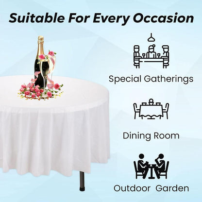 10pcs Round Tablecloth Solid Color Waterproof PEVA Table Cover 213cm Diameter - Red