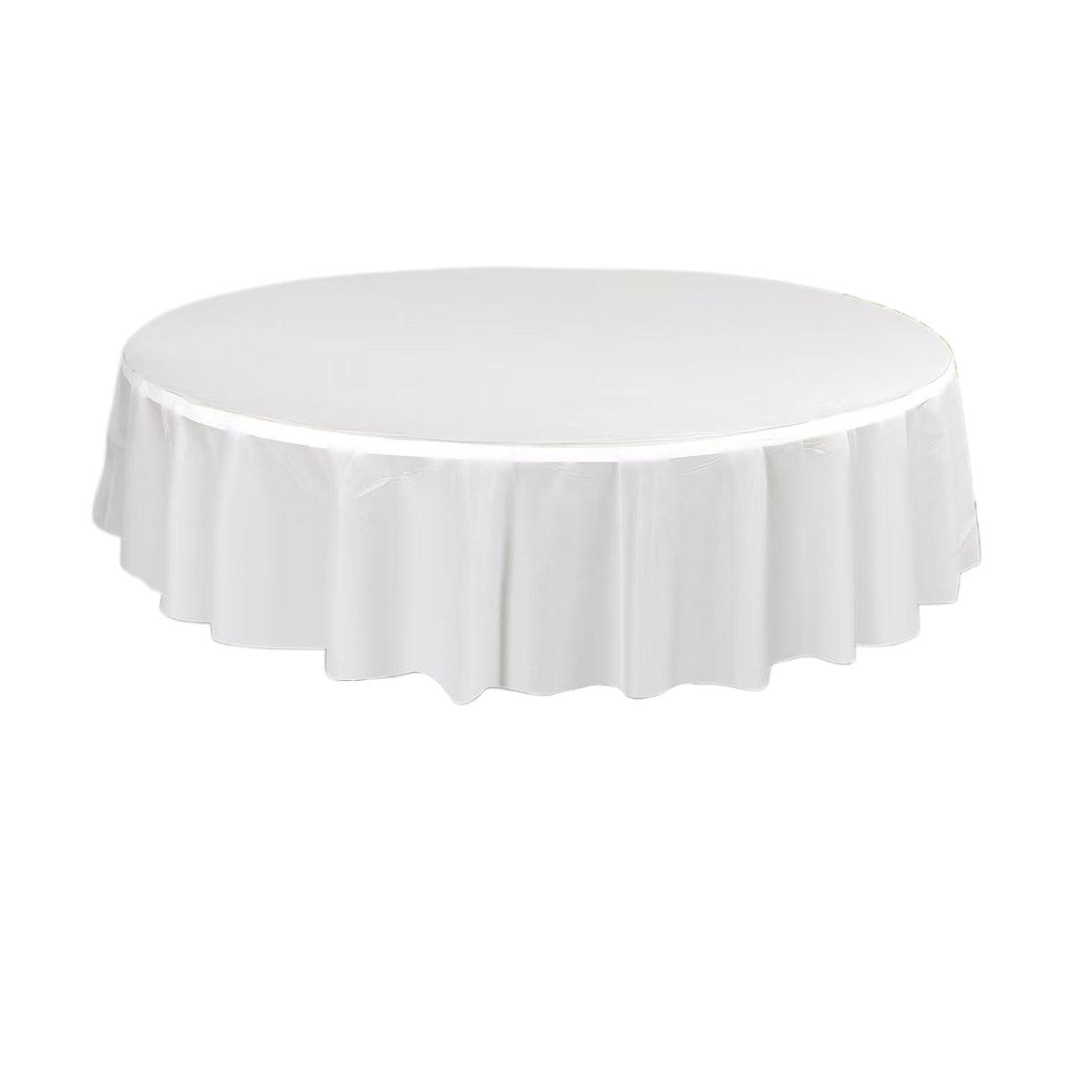10pcs Round Tablecloth Solid Color Waterproof PEVA Table Cover 213cm Diameter - Red - SuperSaverAU - view 5