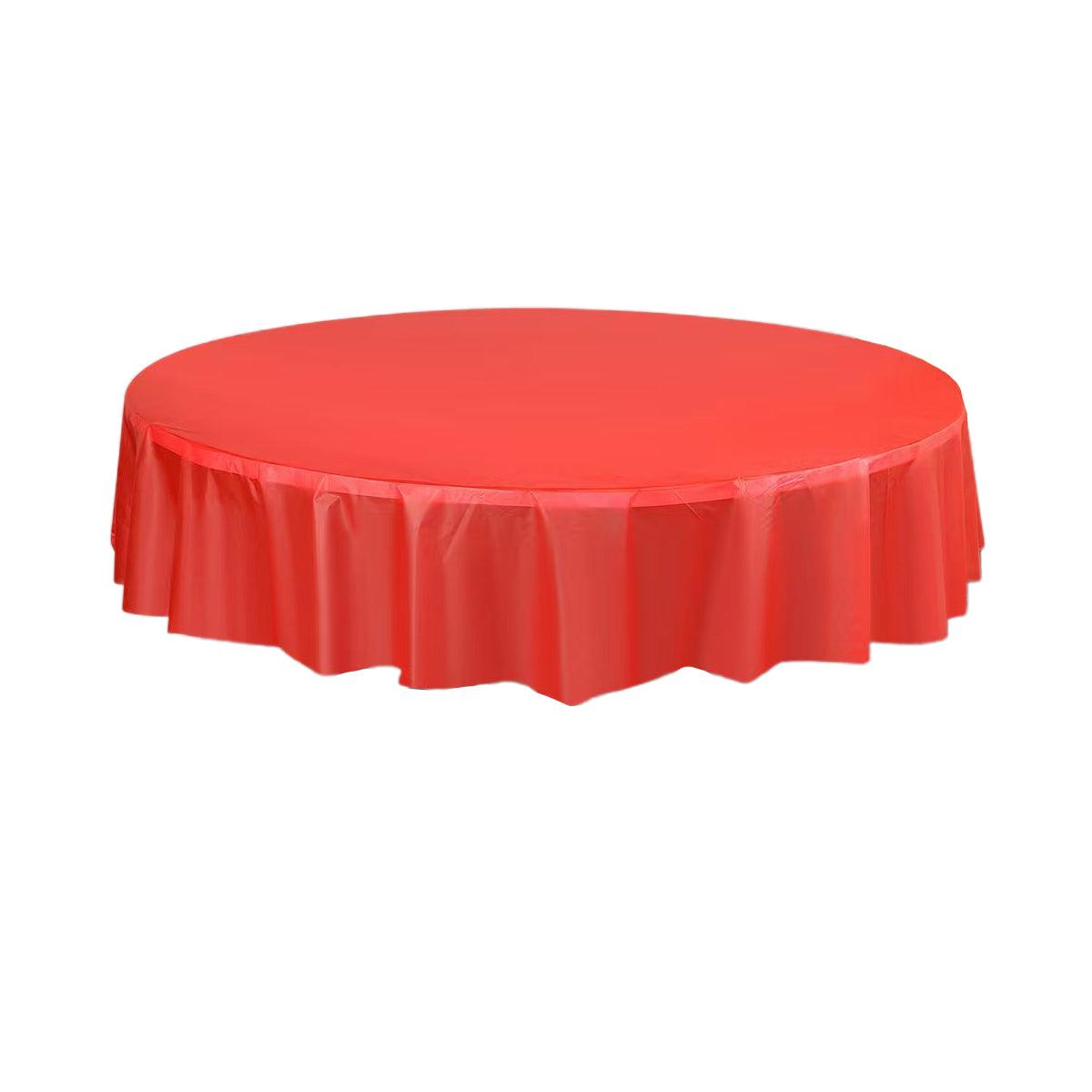 10pcs Round Tablecloth Solid Color Waterproof PEVA Table Cover 213cm Diameter - Red - SuperSaverAU - view 6