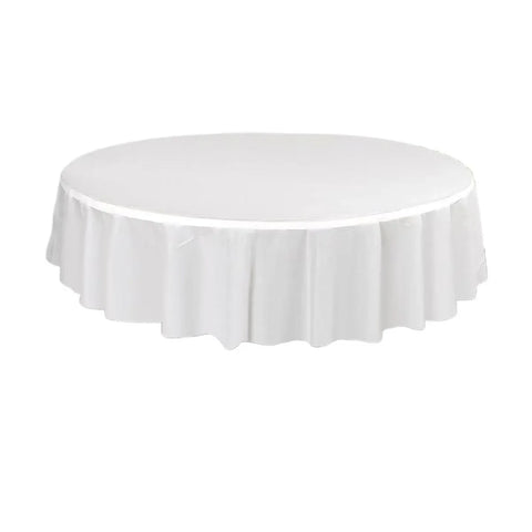 Premium Round PEVA Tablecloths – White 213cm, 10 Pack