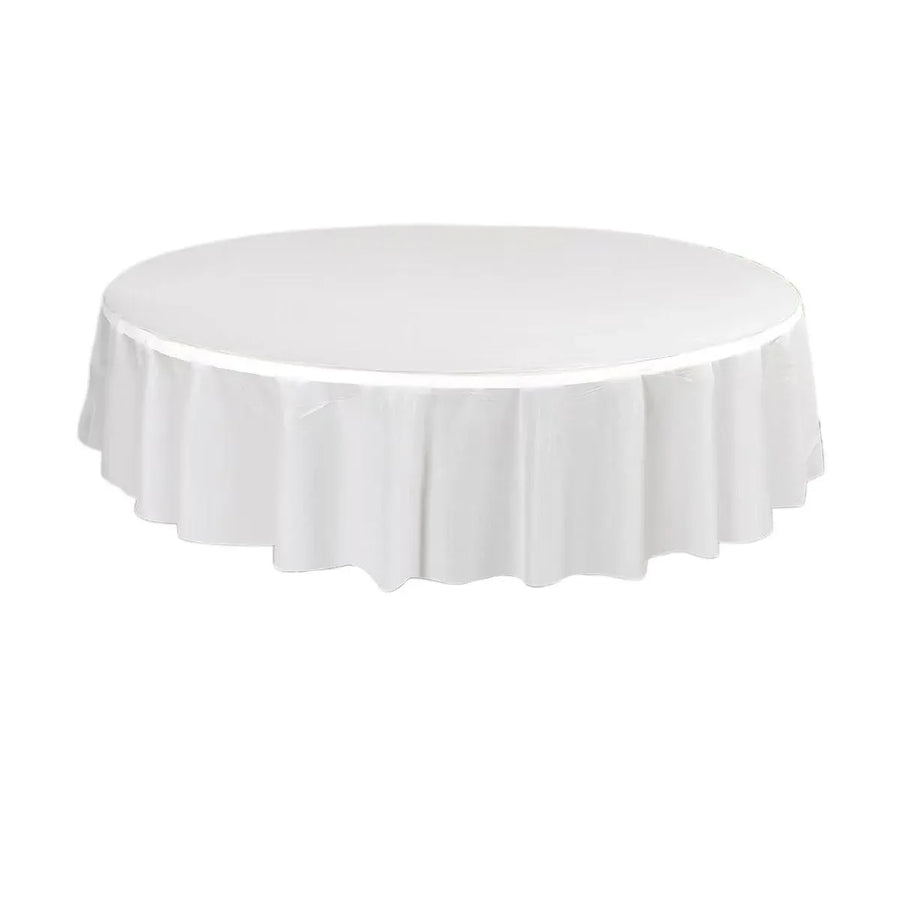 Premium Round PEVA Tablecloths – White 213cm, 10 Pack
