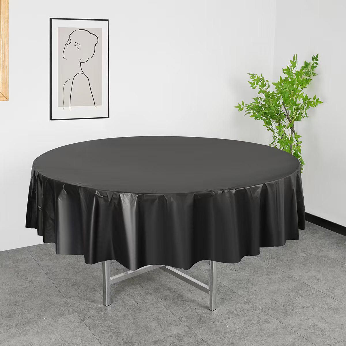 Premium Round PEVA Tablecloths – White 213cm, 10 Pack