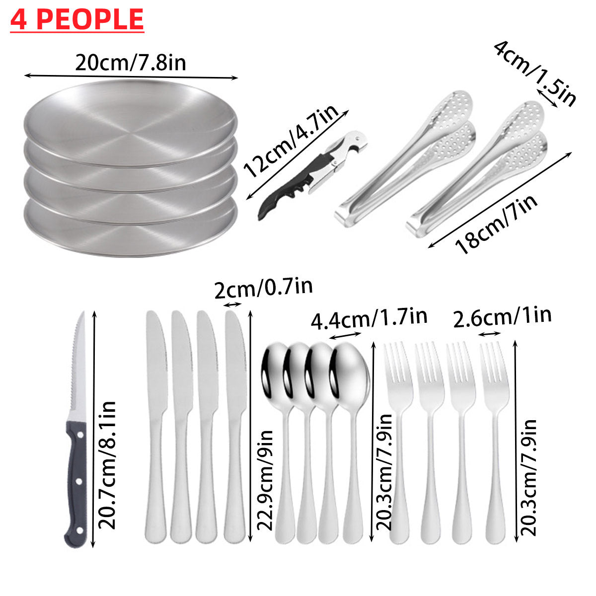 10/20PCS Camping Cutlery Set Outdoor Picnic Utensils Plates Spoons Forks Knives - Red-2 People - SuperSaverAU - view 3