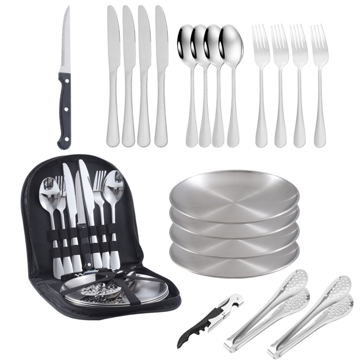10/20PCS Camping Cutlery Set Outdoor Picnic Utensils Plates Spoons Forks Knives - Red-2 People - SuperSaverAU - view 4