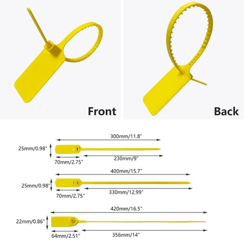 100pcs Plastic Seal Security Tags Plastic Label Tabs Ties for Luggage Bags - Yellow-420mm - SuperSaverAU - view 2