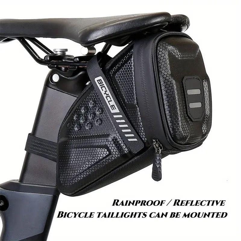 Premium 1L Bicycle Tail Bag with Rainproof EVA Hard Shell & Reflective Logo