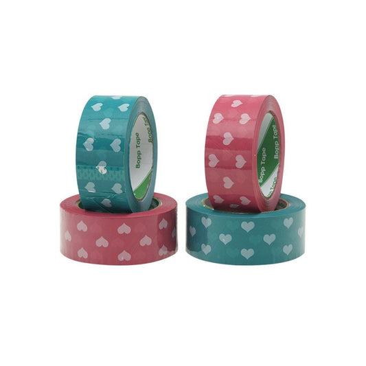 5pcs Cute Personality Packing Sealing Tape Adhesive Heart Design Colourful Glue - Pink