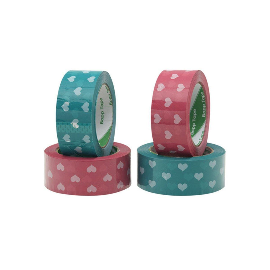 5pcs Cute Personality Packing Sealing Tape Adhesive Heart Design Colourful Glue - Pink - SuperSaverAU - view 1