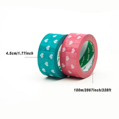5pcs Cute Personality Packing Sealing Tape Adhesive Heart Design Colourful Glue - Pink